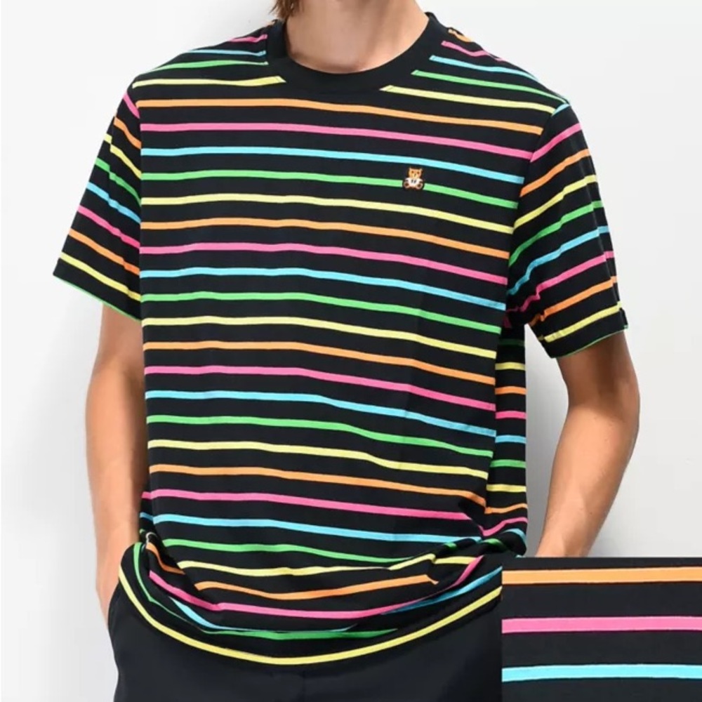Teddy Fresh Unisex Neon Rainbow Stripe T-Shirt